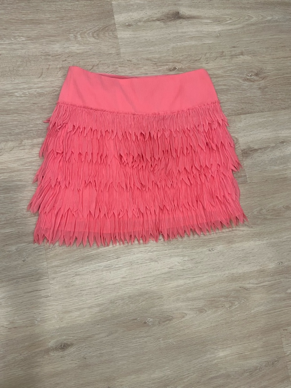 Ann Taylor Coral Fringe Mini Skirt